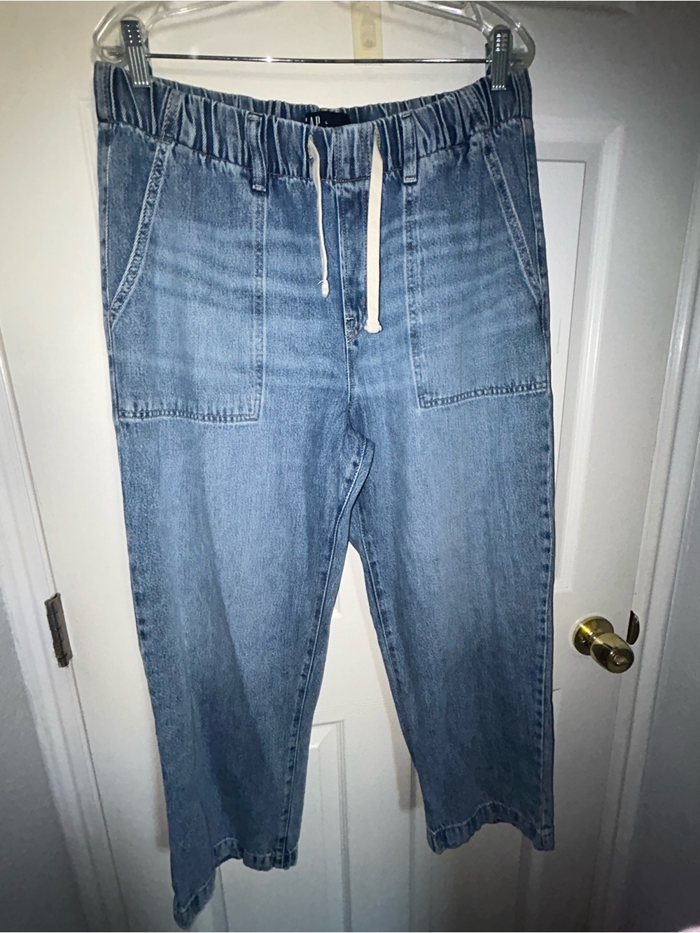 GAP Womens Mid Rise SuperSoft Pull-On Barrel Jeans size Large